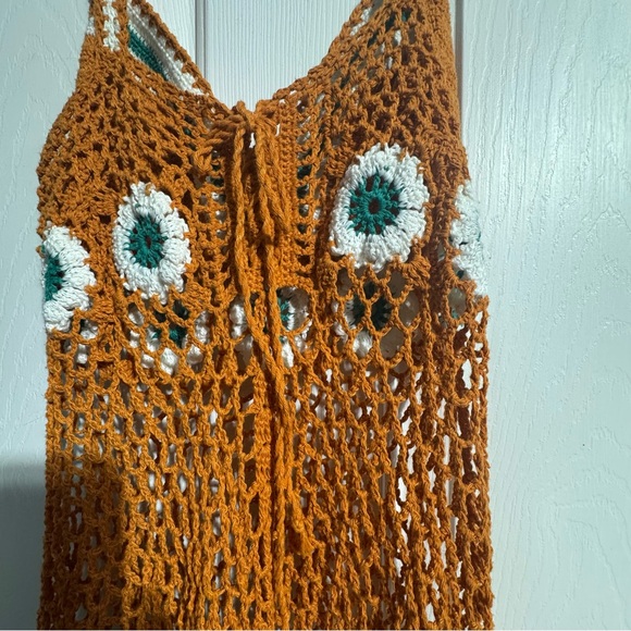 Crochet Knit Swimsuit Cover-Up – Corset Back – Boho Beach Dress Resort Vacation - Picture 3 of 11